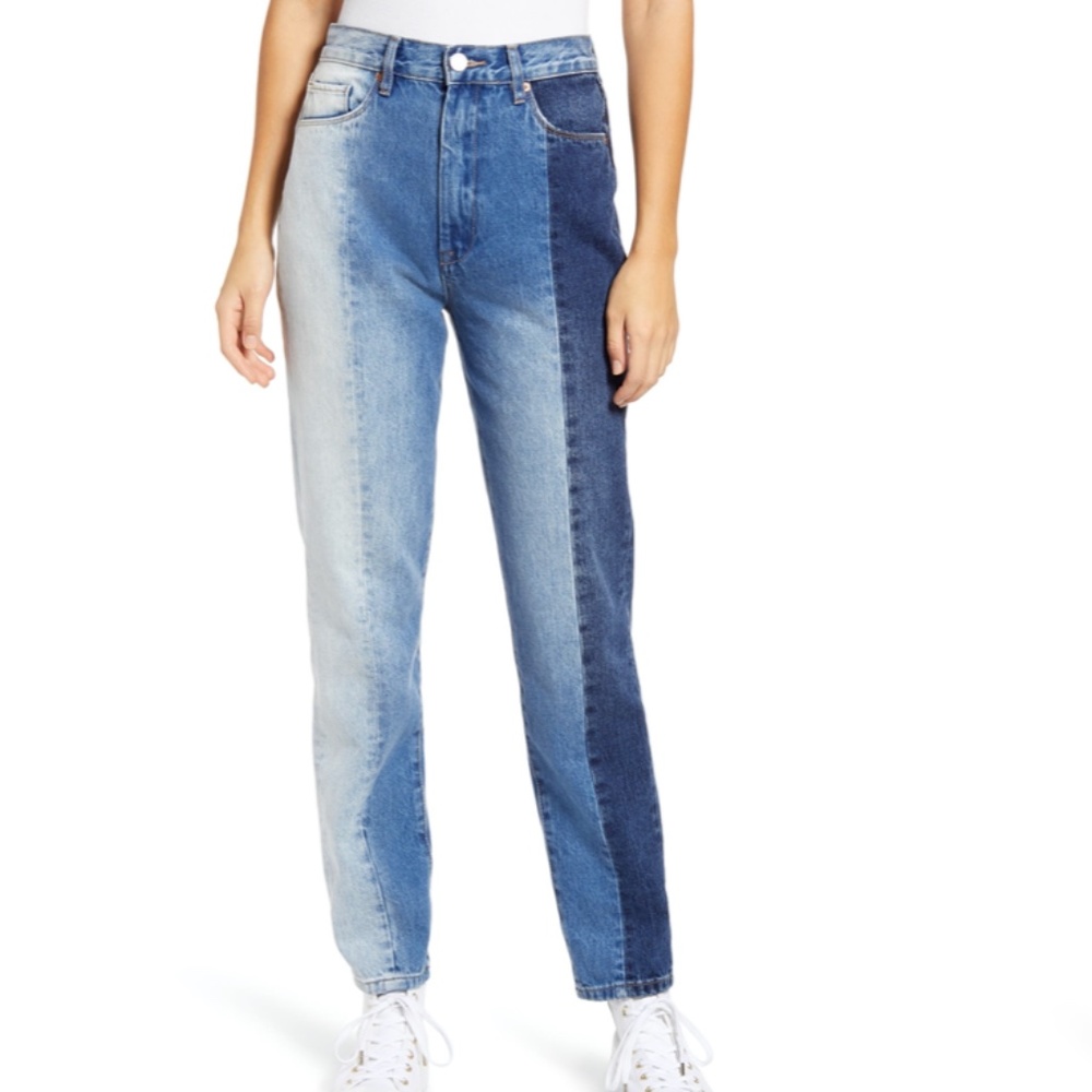 Patchwork Ultra High Waist Straight Leg Jeans by BLANKNYC
